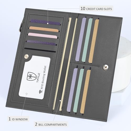Tipmile Ultra Slim Wallet for Women Bifold Leather RFID Blocking Credit Card Holder Ladies Womens Wallet with Zip Pocket - Image 4