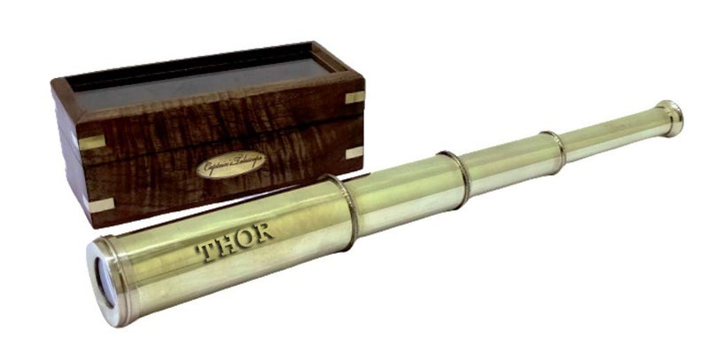 THOR INSTRUMENTS Nautical Handheld Brass Telescope with Wooden Box Pirate Spyglass 15 Rustic Vintage Home Decor Gifts - Image 2