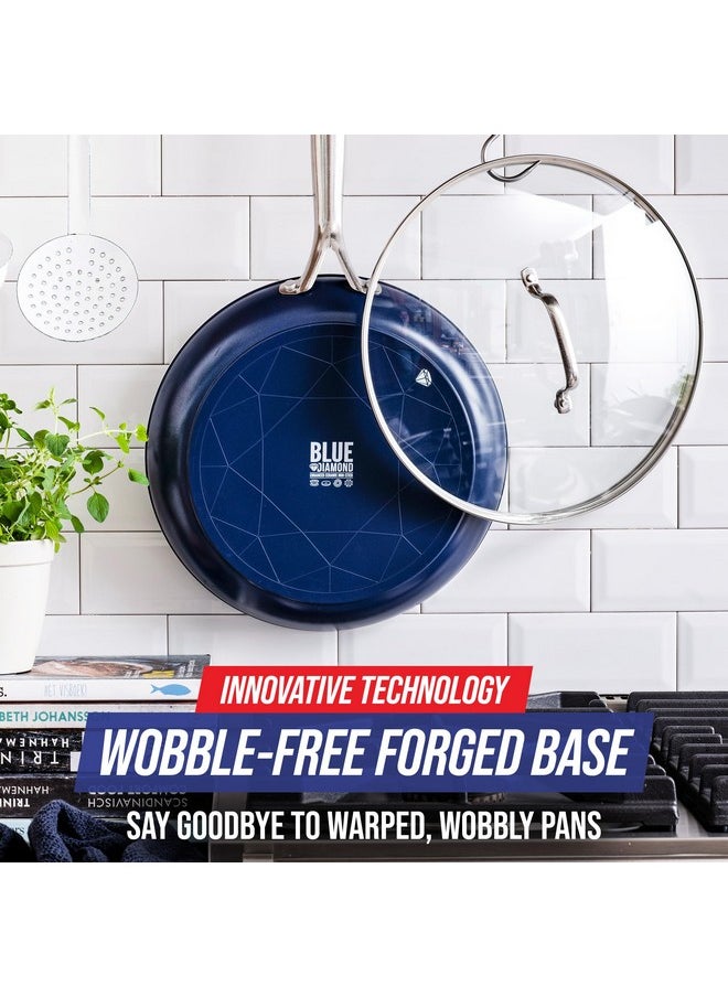 Blue Diamond Blue Diamond Cookware Diamond Infused Ceramic Nonstick 12" Frying Pan Skillet with Lid, PFAS-Free, Dishwasher Safe, Oven Safe, Blue  - Image 5
