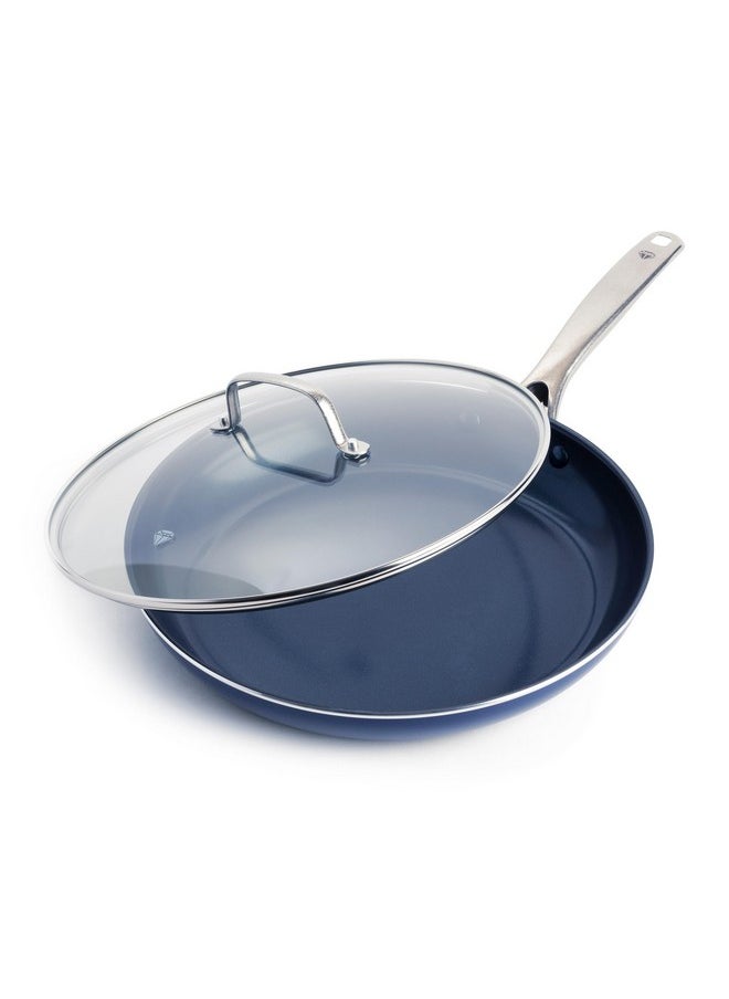 Blue Diamond Blue Diamond Cookware Diamond Infused Ceramic Nonstick 12" Frying Pan Skillet with Lid, PFAS-Free, Dishwasher Safe, Oven Safe, Blue  - Image 1