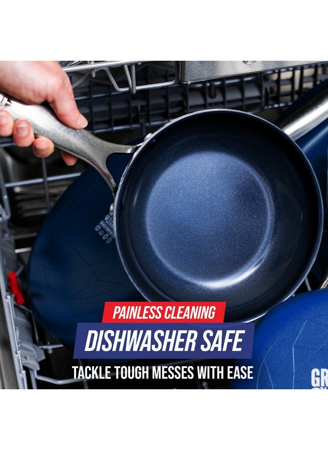 Blue Diamond Blue Diamond Cookware Diamond Infused Ceramic Nonstick 12" Frying Pan Skillet with Lid, PFAS-Free, Dishwasher Safe, Oven Safe, Blue  - Image 3
