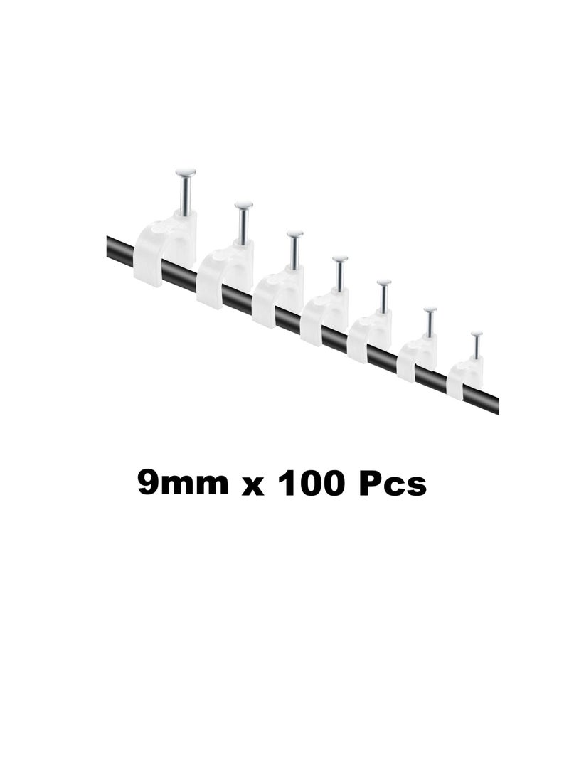 Electrical Cable Wire Round Clips, Steel Nails Tacks Holder for Organizing Electric Wires Cables Lines - White (9mm - 100Pcs) - Image 3