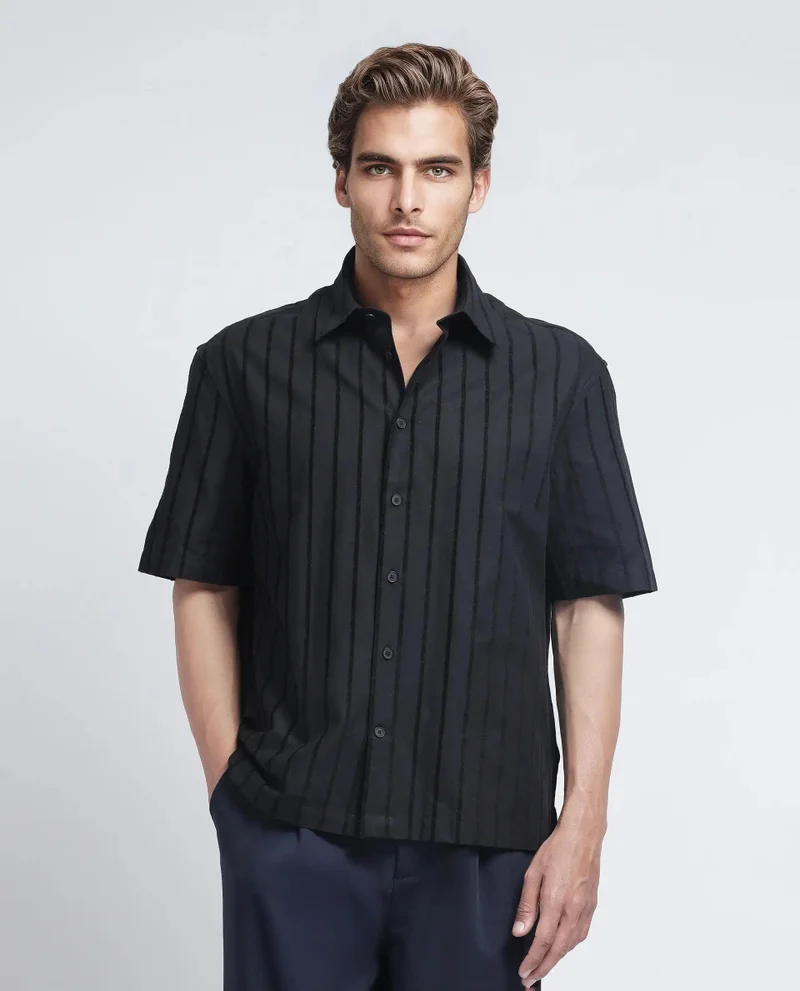 Rare Rabbit Men's Stripe Regular Fit Shirt