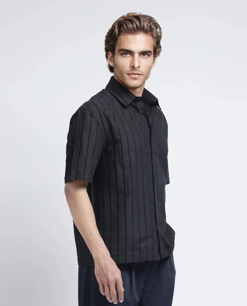 Rare Rabbit Men's Stripe Regular Fit Shirt