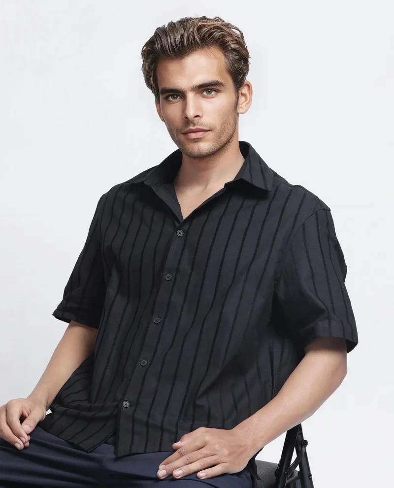 Rare Rabbit Men's Stripe Regular Fit Shirt