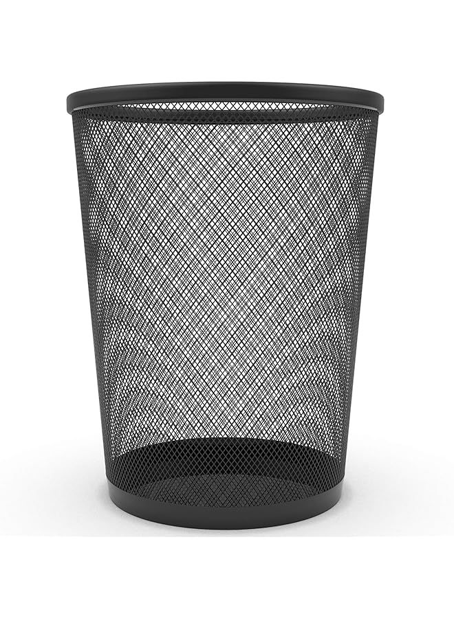 Zaboon Mesh Waste Paper Bin Lightweight Waste Basket Garbage Can Metal Trash Bin Ideal For Kitchen Home Office Dorm Room Living Room Desk Bedroom (Black) - Image 1