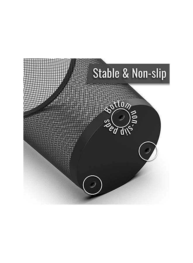 Zaboon Mesh Waste Paper Bin Lightweight Waste Basket Garbage Can Metal Trash Bin Ideal For Kitchen Home Office Dorm Room Living Room Desk Bedroom (Black) - Image 4