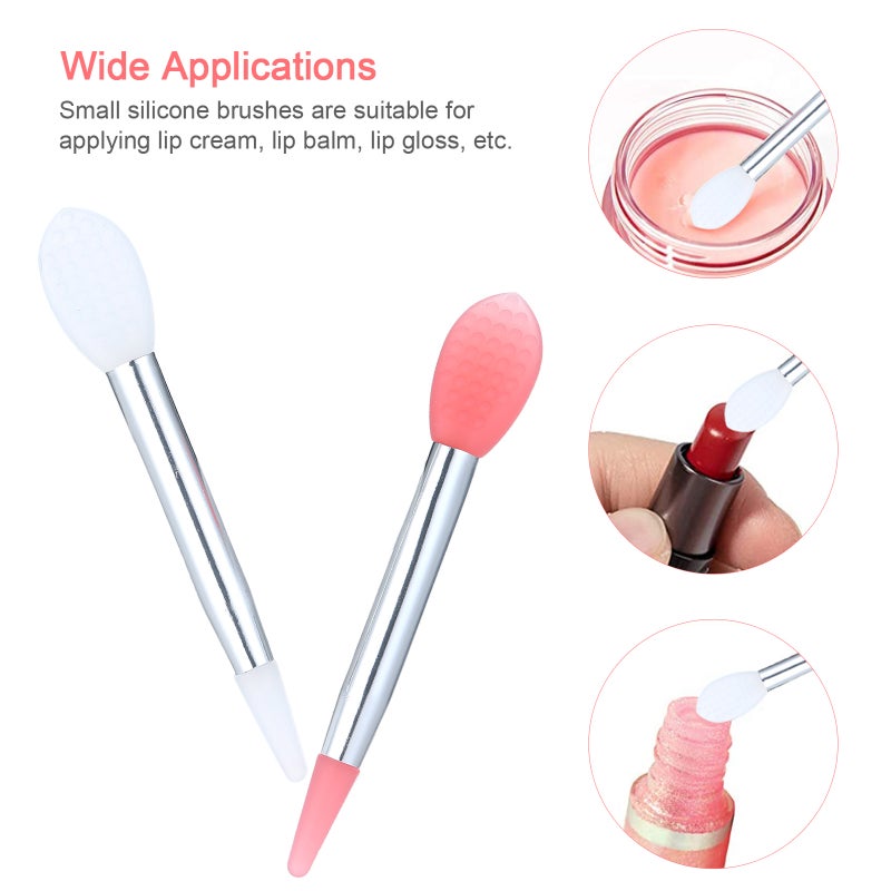 10pcs Silicone Lip Brush Set Small Makeup Brushes Lipstick Applicator Brushes with 2 Anti-lost Cover for Lip Care Makeup Use - Image 3