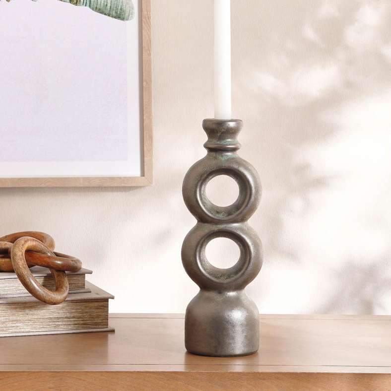 Pan Home Margo Ceramic Candle Holder 10.7x9.5x30.5cm - Green