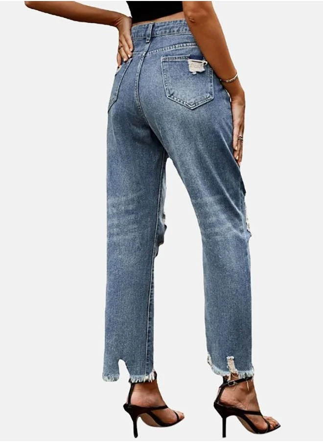YUNIQEE Blue Straight Fit Jeans