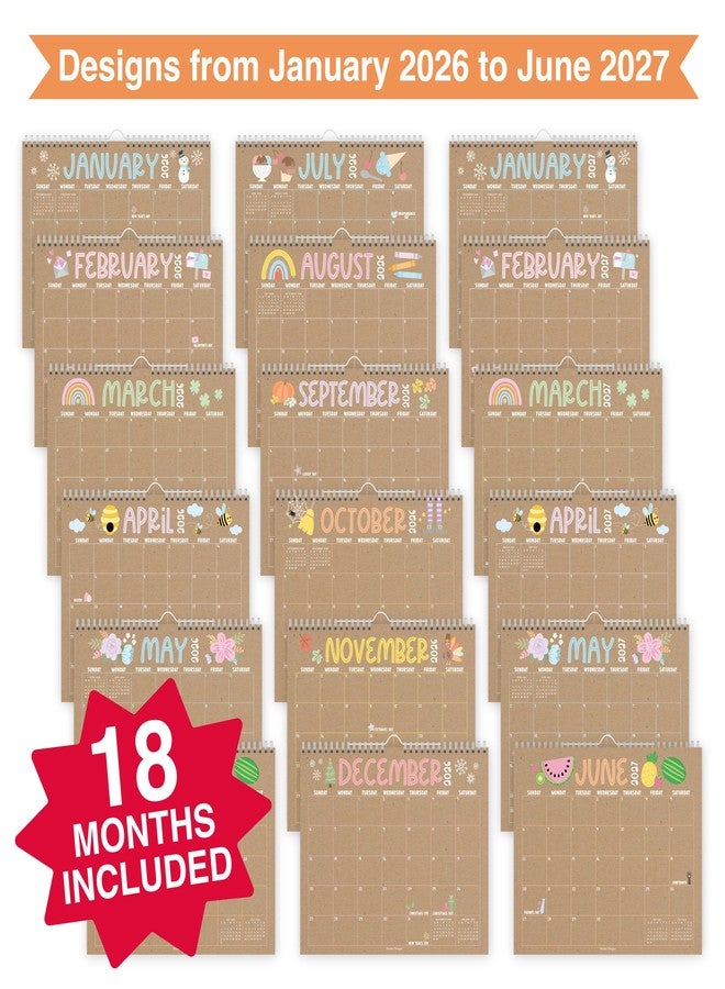 Hadley Designs 2026 Calendar Wall - 2026 Wall Calendar Large, 18-Month Hanging Calendars for Home, Office & Classroom, Monthly Calendar from January 2026 to June 2027, Gifts for Coworkers, Teachers & Students - Image 4