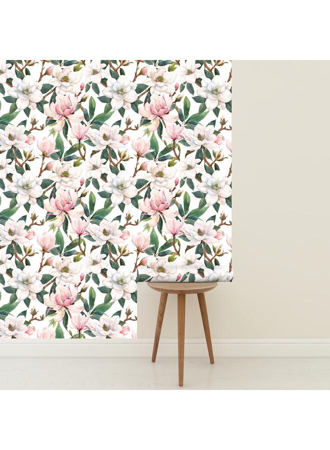 Bluejw Hand-painted White Magnolia Flower Removable Wallpaper Watercolor Floral Decoration Self-adhesive Wallpaper Living Room Wall Bedroom Pvc Mural - Image 5