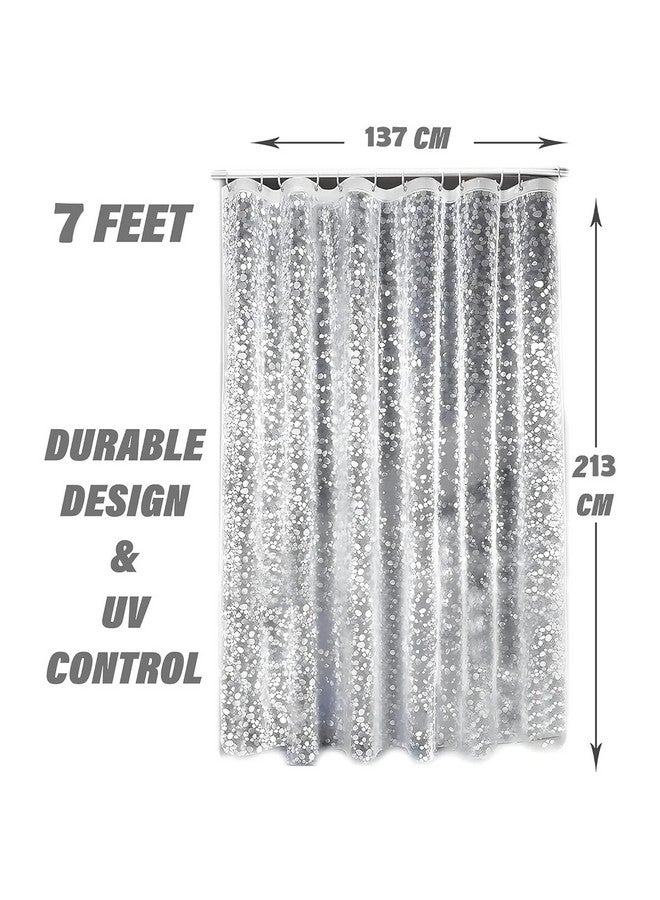 Kuber Industries Kuber Industries Shower Curtains for Bathroom | Stone Print Waterproof Curtain | PVC Washroom Curtain | 7 Feet | Transparent  - Image 3