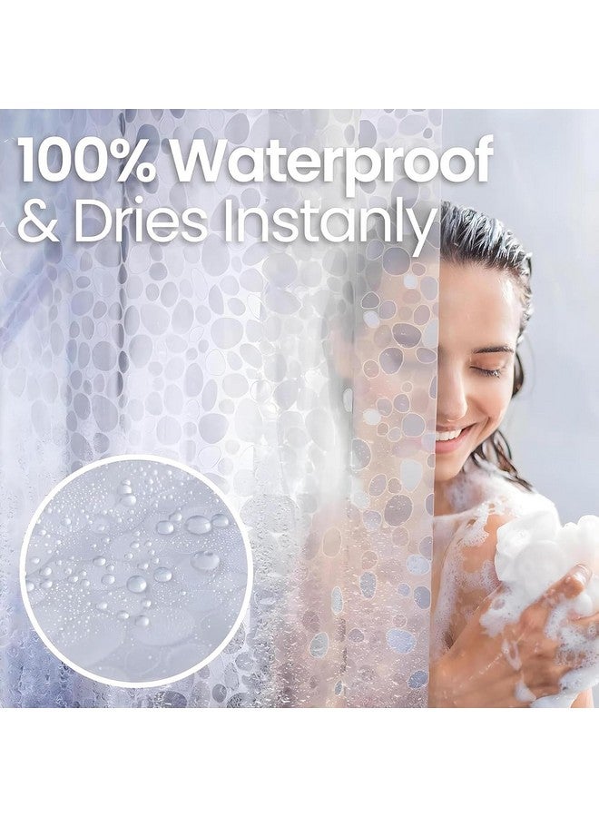 Kuber Industries Kuber Industries Shower Curtains for Bathroom | Stone Print Waterproof Curtain | PVC Washroom Curtain | 7 Feet | Transparent  - Image 4