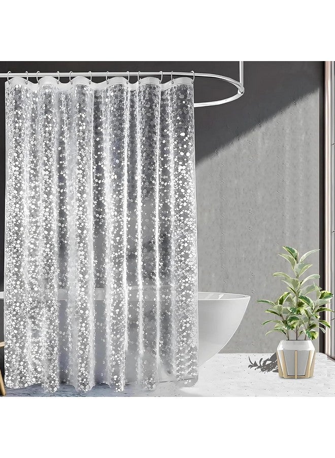 Kuber Industries Kuber Industries Shower Curtains for Bathroom | Stone Print Waterproof Curtain | PVC Washroom Curtain | 7 Feet | Transparent  - Image 1