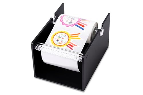 IneVibe Manual Label Sticker Dispenser for Rolls of Stickers - Adjustable Tabletop Acrylic Holder for Multiple Rolls in Classroom, Business, Home - Image 1