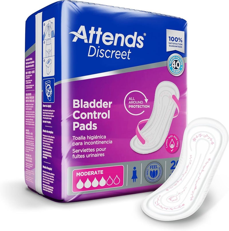 Attends Discreet Female Incontinent Pad Moderate 105 L ADPMOD Moderate 20 Ct - Image 1