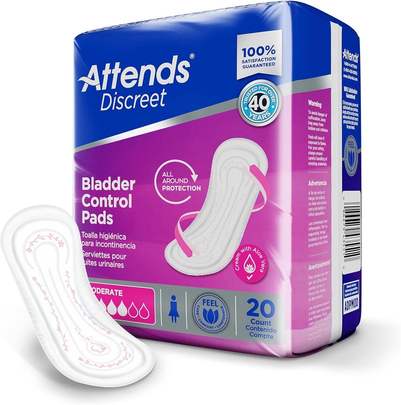Attends Discreet Female Incontinent Pad Moderate 105 L ADPMOD Moderate 20 Ct - Image 2
