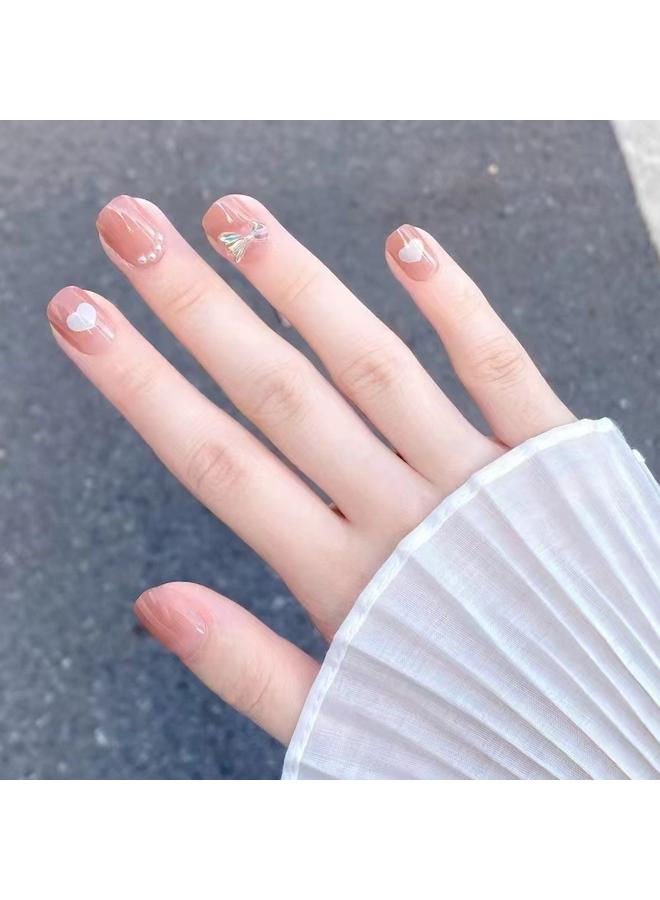Bluejw Hand-Wearing Nail Pieces Advanced Sense White Fake Nail Nail Pieces Explosive Ins Wind Broken Diamond Butterfly Special Patch  - Image 1