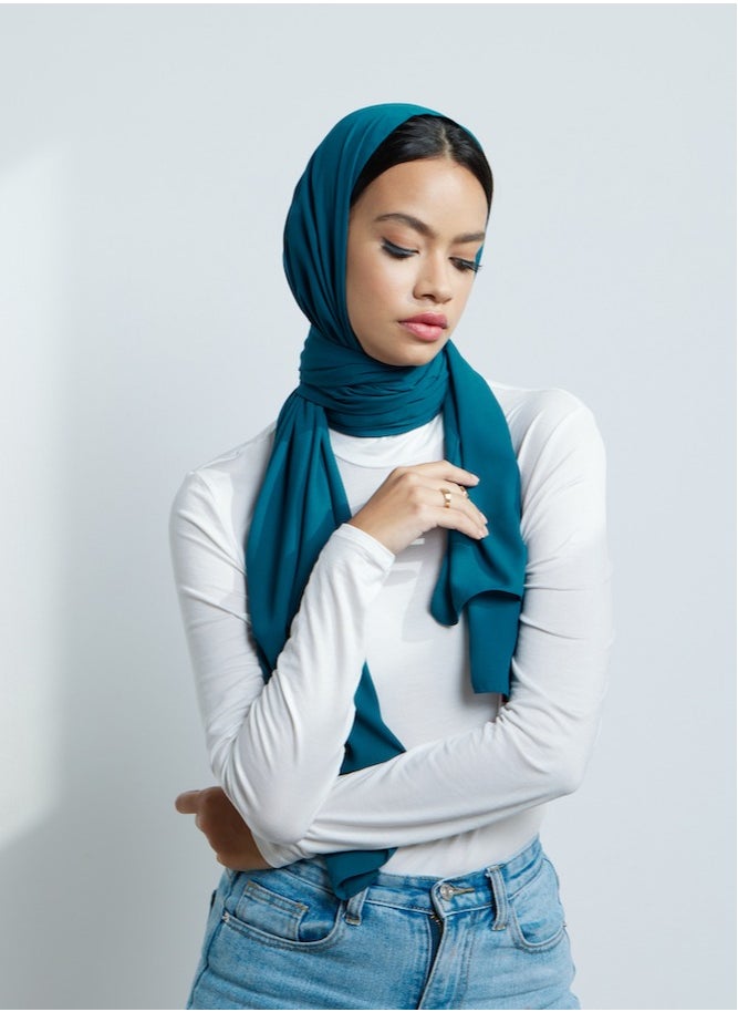 MODEST BEYOND - Luxury Teal Green Chiffon Hijab - Image 1