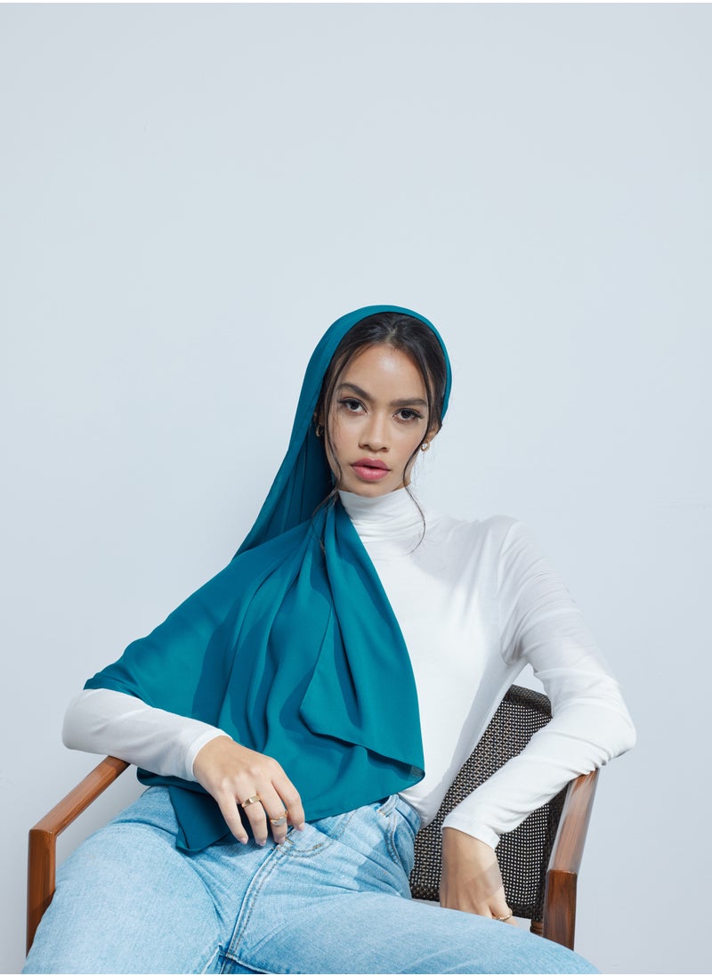 MODEST BEYOND - Luxury Teal Green Chiffon Hijab - Image 1
