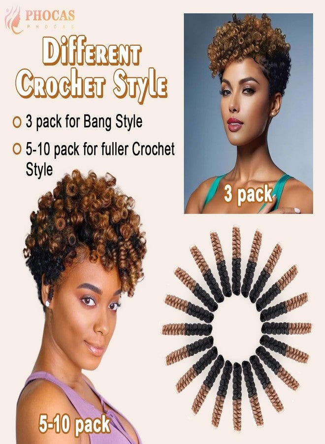 PHOCAS 20'' 3Packs Jamaican Bounce Wand Curl Crochet Hair Short Curly Crochet Hair for Black Women - 12MM #1B/27 Black to Dark Blonde - Image 5