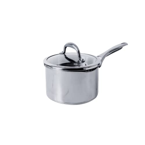 MEYER Meyer Select Nickel Free Stainless Steel Saucepan Sauce pan with triply Base Sauce Pot with Straining Glass Lid Milk pan with Lid Gas and Induction Compatible 18cm 273 Liters Silver  - Image 4