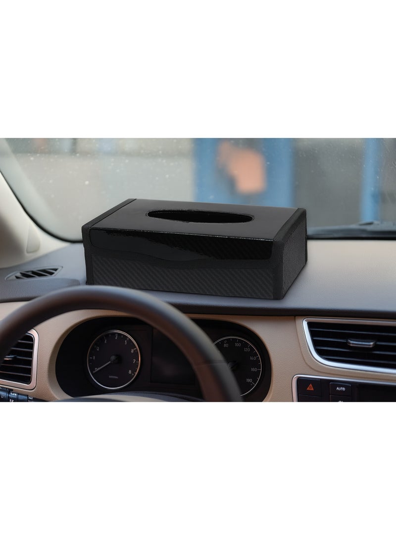 Foldable faux leather tissue holder for car, suitable for home and office black color - Image 1