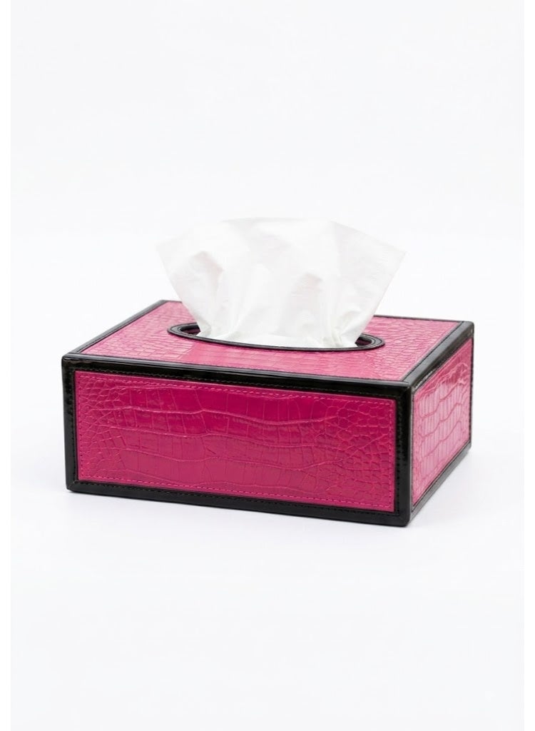 سي جي اس حامل مناديل قابل للطي من الجلد الصناعي للسيارة، مناسب للمنزل والمكتب لون بينك - Image 1