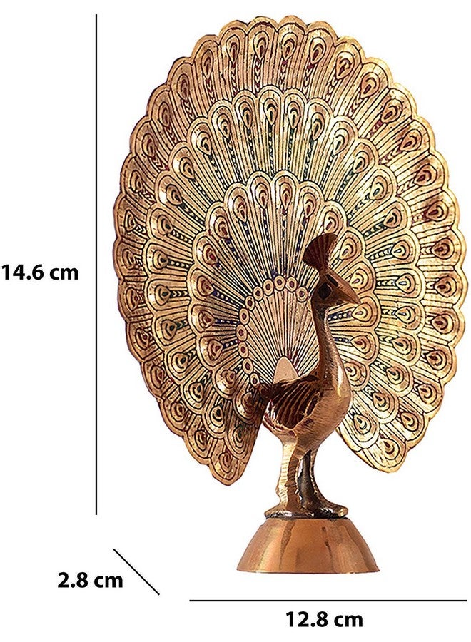SkyWalker Handcrafted Brass Peacock Showpiece Dancing Peacock Figurine Home Decor Statue Sculpture -14 cm (Multicolor) - Image 3