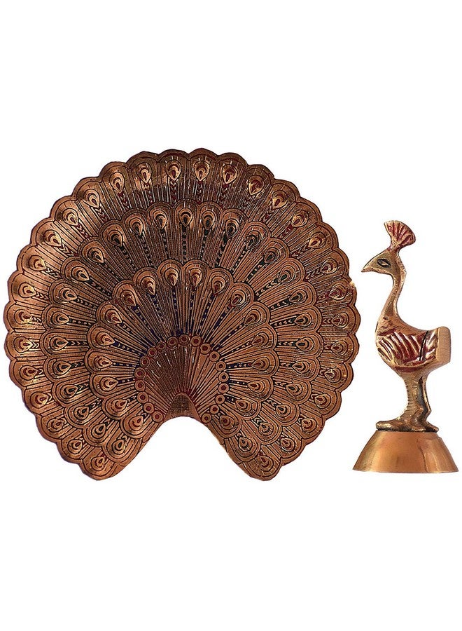 SkyWalker Handcrafted Brass Peacock Showpiece Dancing Peacock Figurine Home Decor Statue Sculpture -14 cm (Multicolor) - Image 2