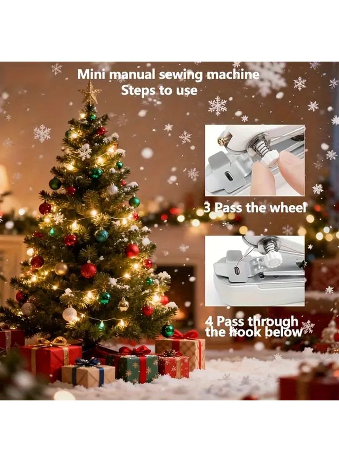 Portable Handheld Manual Sewing Machine Red Compact Lightweight For Home Travel - Image 4