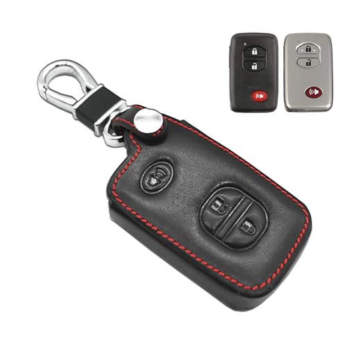 MECHCOS Compatible with Toyota 86 Venza Avalon Camry Corolla Highlander Prius RAV4 Sequoia Scion FR-S tC 3 Buttons Leather Keyless Entry Remote Control Key Fob Cover Case Protector - Image 1
