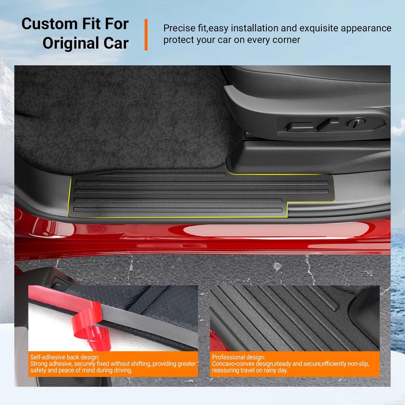powoq Interior Door Sill Protector Compatible with 2019-2026 Chevy Silverado GMC Sierra 1500 Door Sill Guard TPE Car Threshold Protector Replacement for 2019-2026 Chevy Silverado Accessories - Image 2