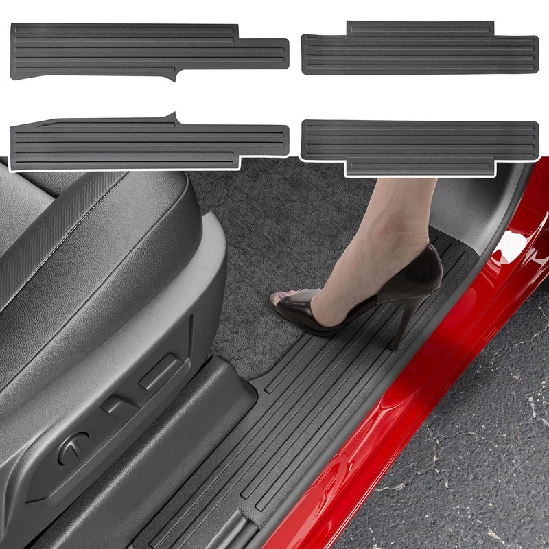powoq Interior Door Sill Protector Compatible with 2019-2026 Chevy Silverado GMC Sierra 1500 Door Sill Guard TPE Car Threshold Protector Replacement for 2019-2026 Chevy Silverado Accessories - Image 1