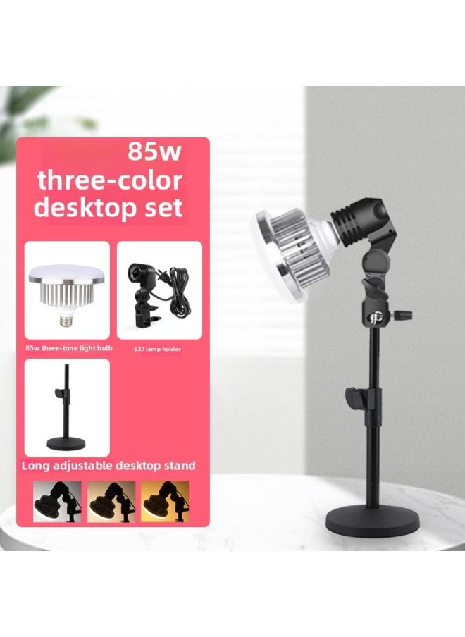Generic - Adjustable LED Photography Bulb Remote Control Desktop Food Lighting Jewelry Live Broadcast Props Camera Lighting Bulbs-Light Source Color:Desktop Long Disc Bracket 85W Three-color Adjustable Single Lamp Set - Image 1