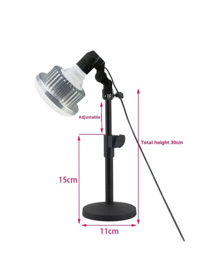 Generic - Adjustable LED Photography Bulb Remote Control Desktop Food Lighting Jewelry Live Broadcast Props Camera Lighting Bulbs-Light Source Color:Desktop Long Disc Bracket 85W Three-color Adjustable Single Lamp Set - Image 1