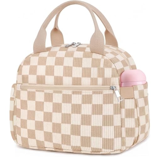 KUBYA Lunch Box for Women Cute Corduroy Insulated Lunch Bag Women Reusable Work Simple Adults Large Lunch Boxes Tote Bag Men Cooler Bag - Image 1
