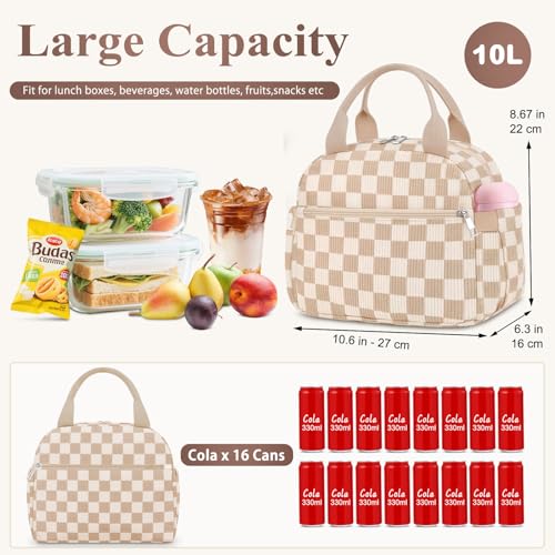 KUBYA Lunch Box for Women Cute Corduroy Insulated Lunch Bag Women Reusable Work Simple Adults Large Lunch Boxes Tote Bag Men Cooler Bag - Image 3
