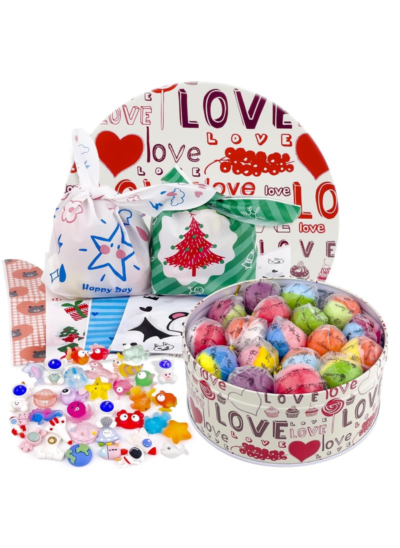 DOVIPE DOVIPE 34PCS Bath Bombs for Kids with Toys Inside Girls and Boys Surprise Bath Bombs with Ocean Animals and Space Planet Toys Inside Natural Organic Bubble Bath Fizzies Gift Tin Box for Christmas 