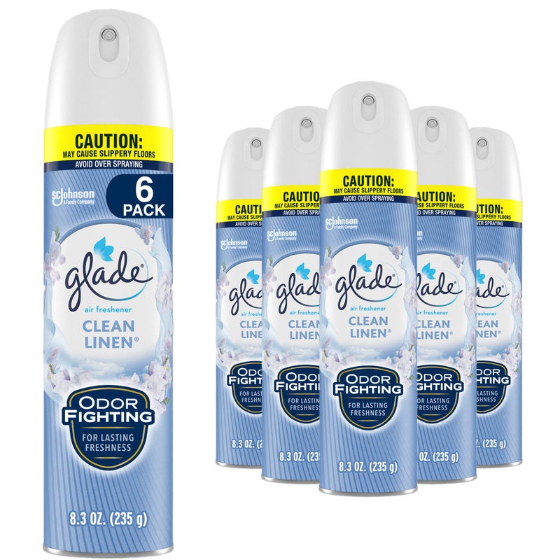 Glade Air Freshener Room Spray, Clean Linen, 8.3 oz, 6 Count - Image 1