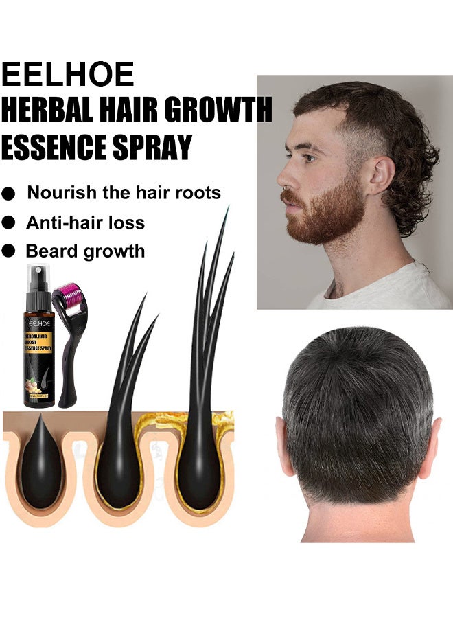 إيلهو بخاخ نمو الشعر بالأعشاب الطبيعية مضاد لتساقط الشعر سيروم نمو الشعر مع ديرما رولر إبر صغيرة - Image 4