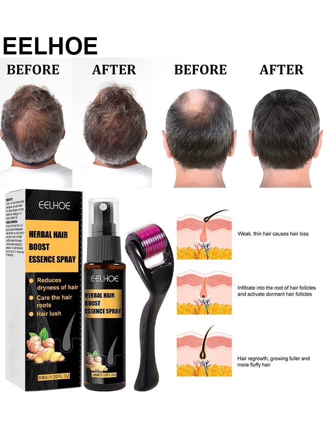 إيلهو بخاخ نمو الشعر بالأعشاب الطبيعية مضاد لتساقط الشعر سيروم نمو الشعر مع ديرما رولر إبر صغيرة - Image 5