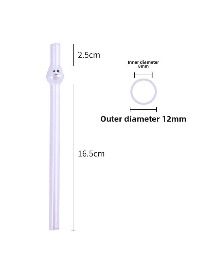 Wholesale Creative Glass Straw Color Big Eyes High Borosilicate Heat-resistant Explosion-proof Straight Tube Household Milk Tea Beverage Straw-Color:Pink Big Eye (Decal)-Specifications:12mm * 220mm Straight Pipe - Image 1