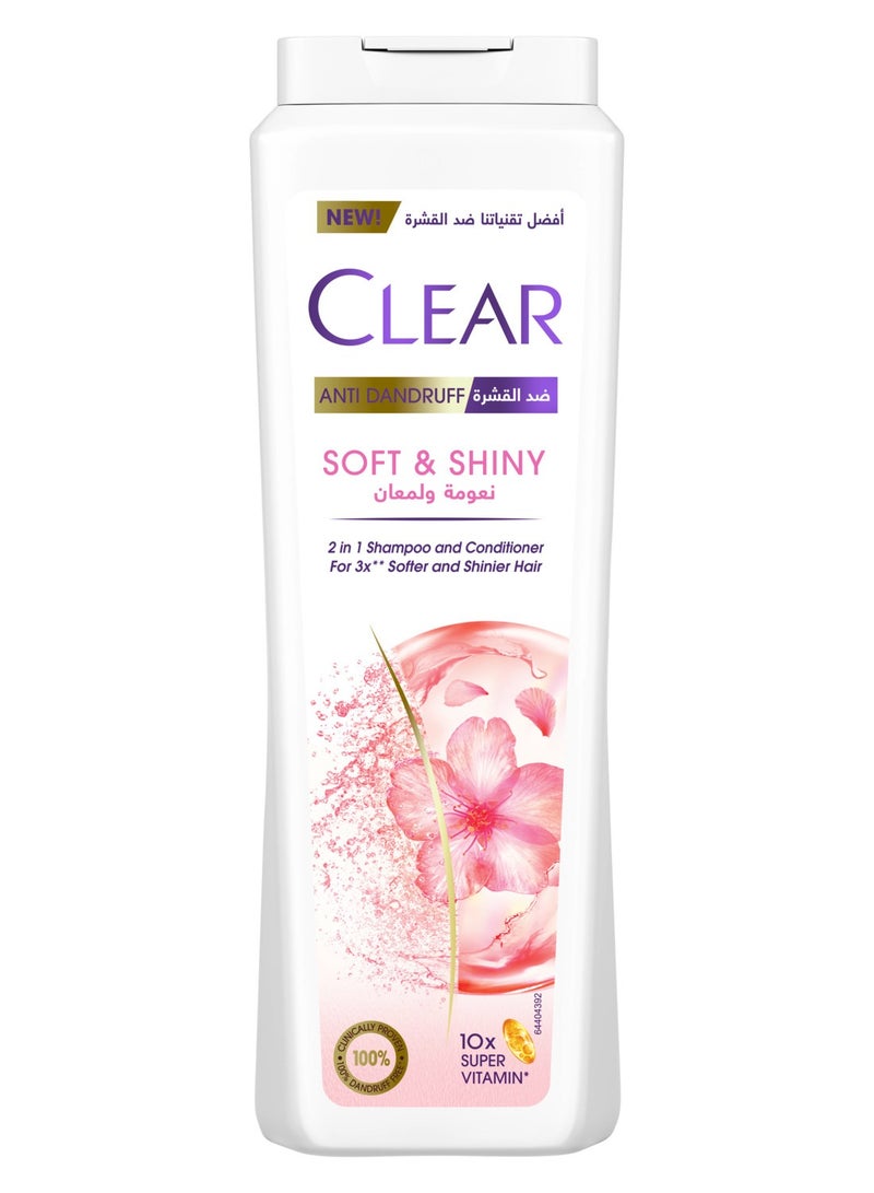 CLEAR Anti Dandruff 2IN1 Shampoo and Conditioner Soft & Shiny, for 3X softer and shiner hair, 600ML - Image 1