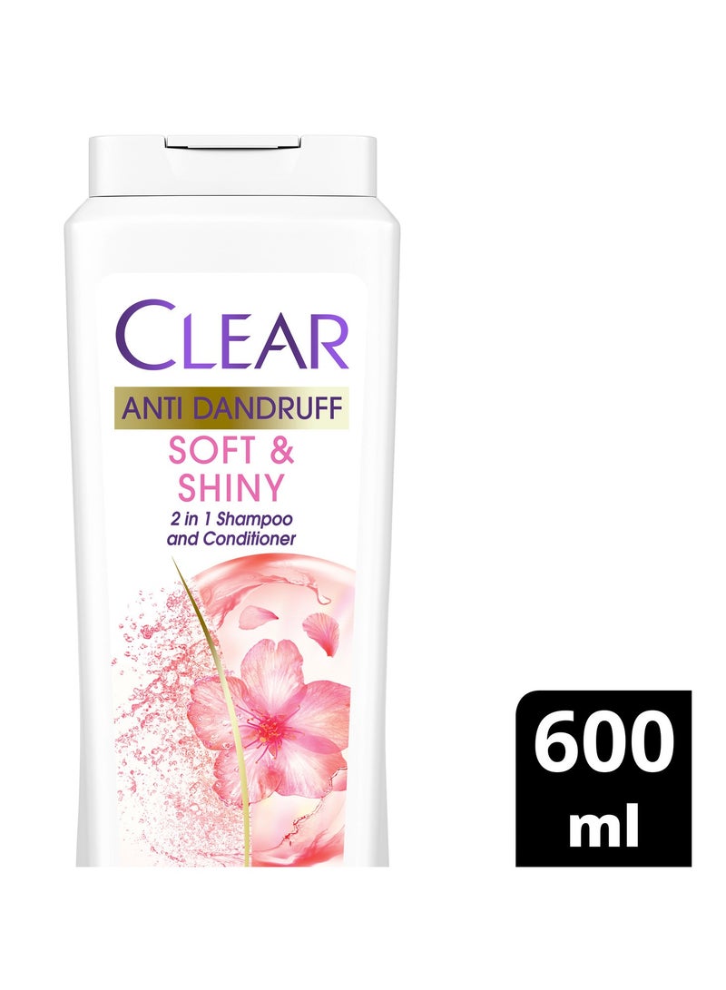 CLEAR Anti Dandruff 2IN1 Shampoo and Conditioner Soft & Shiny, for 3X softer and shiner hair, 600ML - Image 3