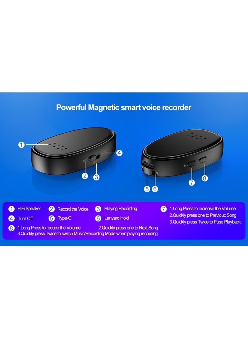 DYSWEI 64GB Digital Magnetic Voice Recorder with Speaker Instant Playback - 900 Hours Voice Activated, Portable Tape Recorder Doubles USB Flash Drive & MP3 Player, 18-Hour Battery for Lectures, Meetings, Interviews - Image 3