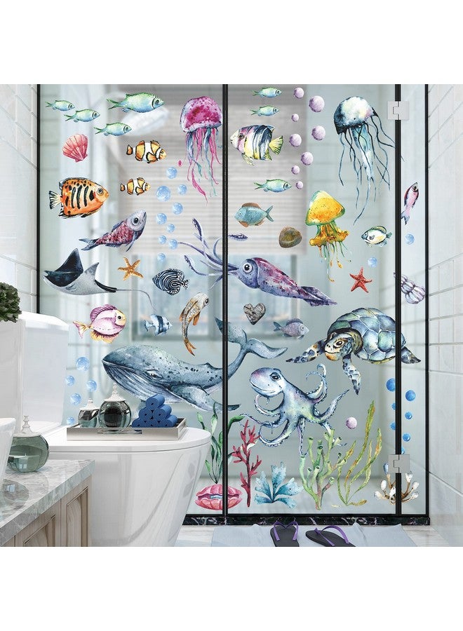 LiveGallery Ocean Life Wall Decals Under The Sea Wall Stickers Whale Jellyfish Clownfish Sea Turtle Cuttlefish Shell Seaweed Conch Coral Wall Decorations For Kids Bedroom Living Room Nursery - Image 5