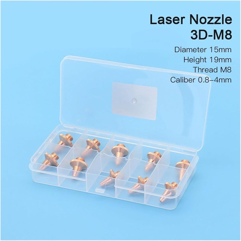 Laser Cutting Nozzle，10PCS 3D Nozzle M8 Dia.15mm Height 19mm Single & Double Layer for Fiber Machine Welding Nozzles(3.0mm) - Image 2