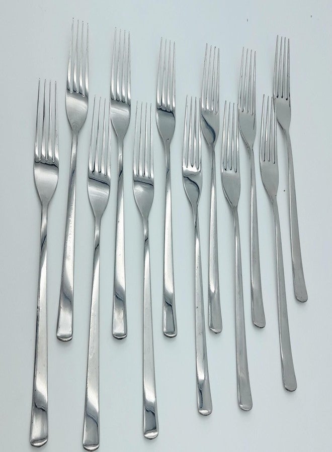 SHLINCO Cutlery Stainless Steel Dinner Forks with Pearled Edge, Set of 12 Steel Serving Fork Set (Pack of 12) - Image 1